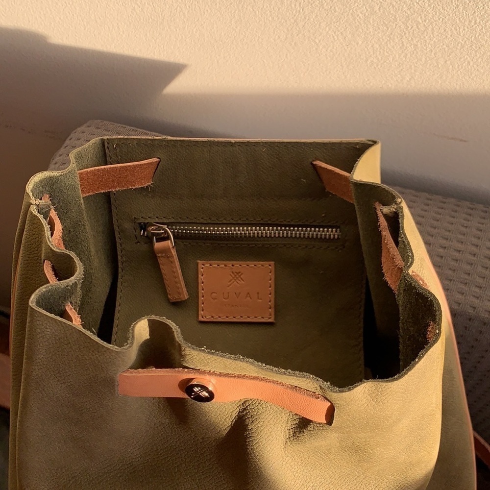Green Nubuck suede leather backpack - Picture 10 of 17